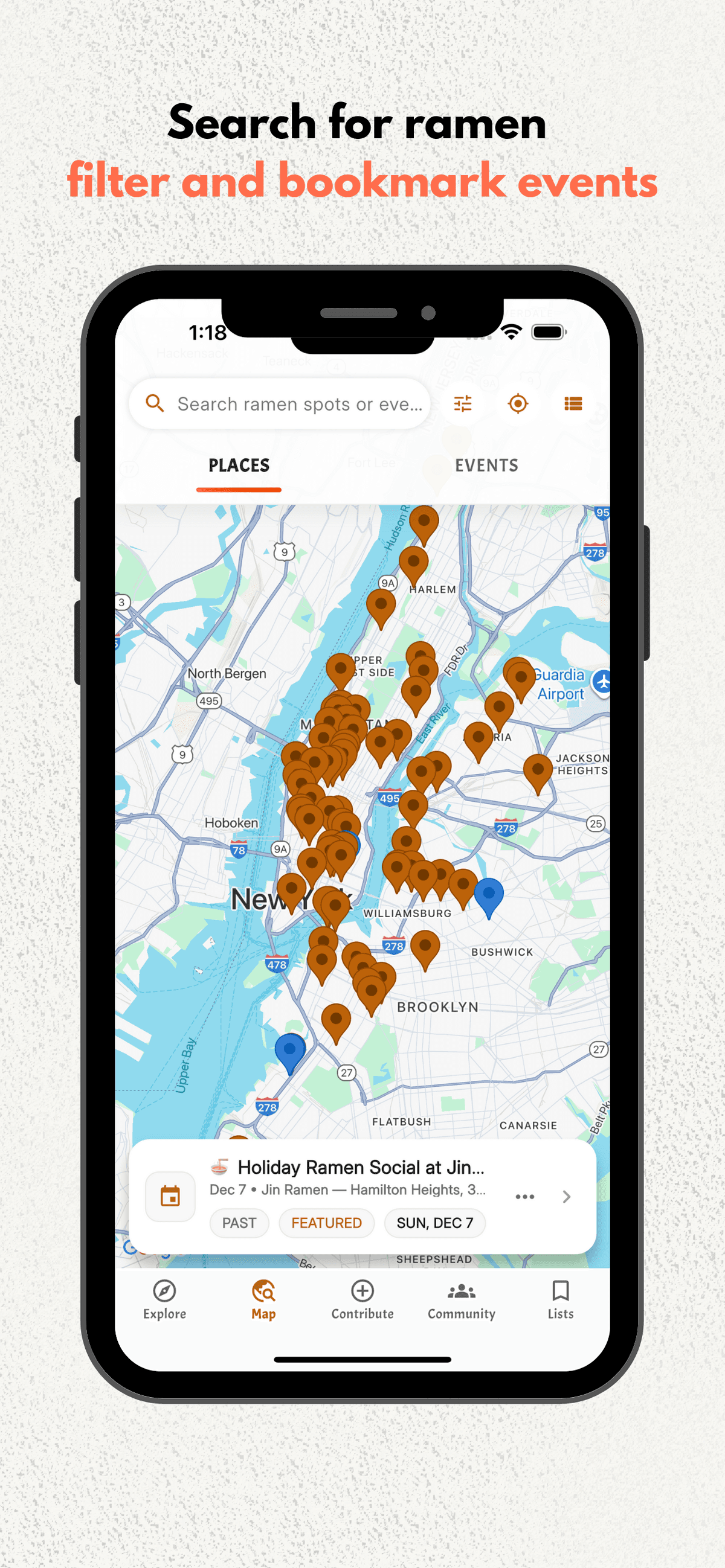 Ramen map search screen
