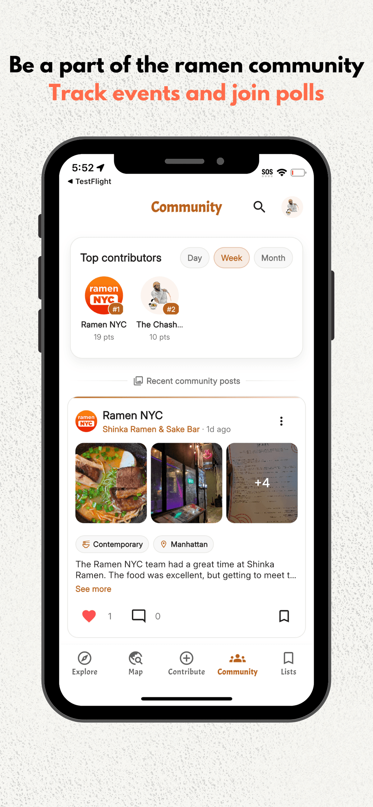 Community & polls screen