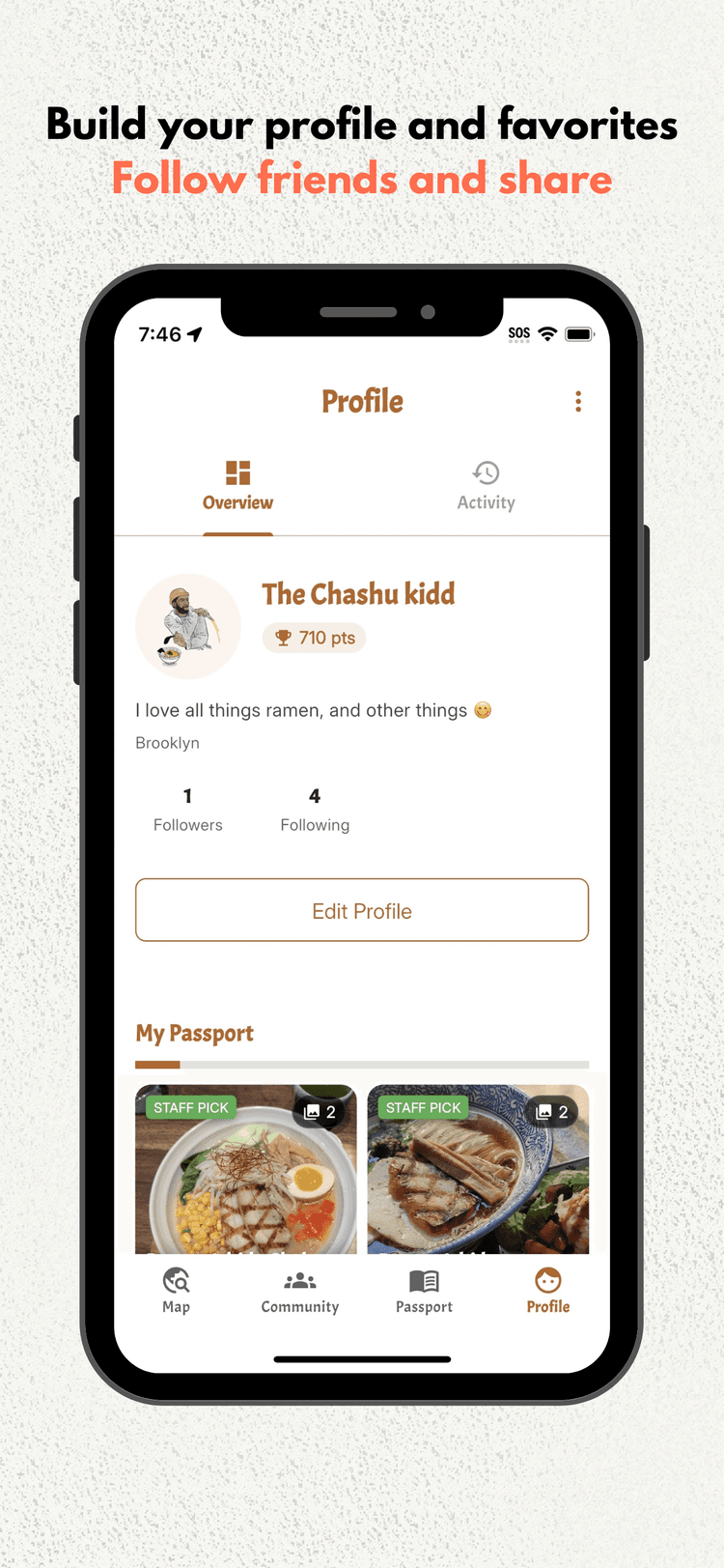 Ramen NYC app — Profile page