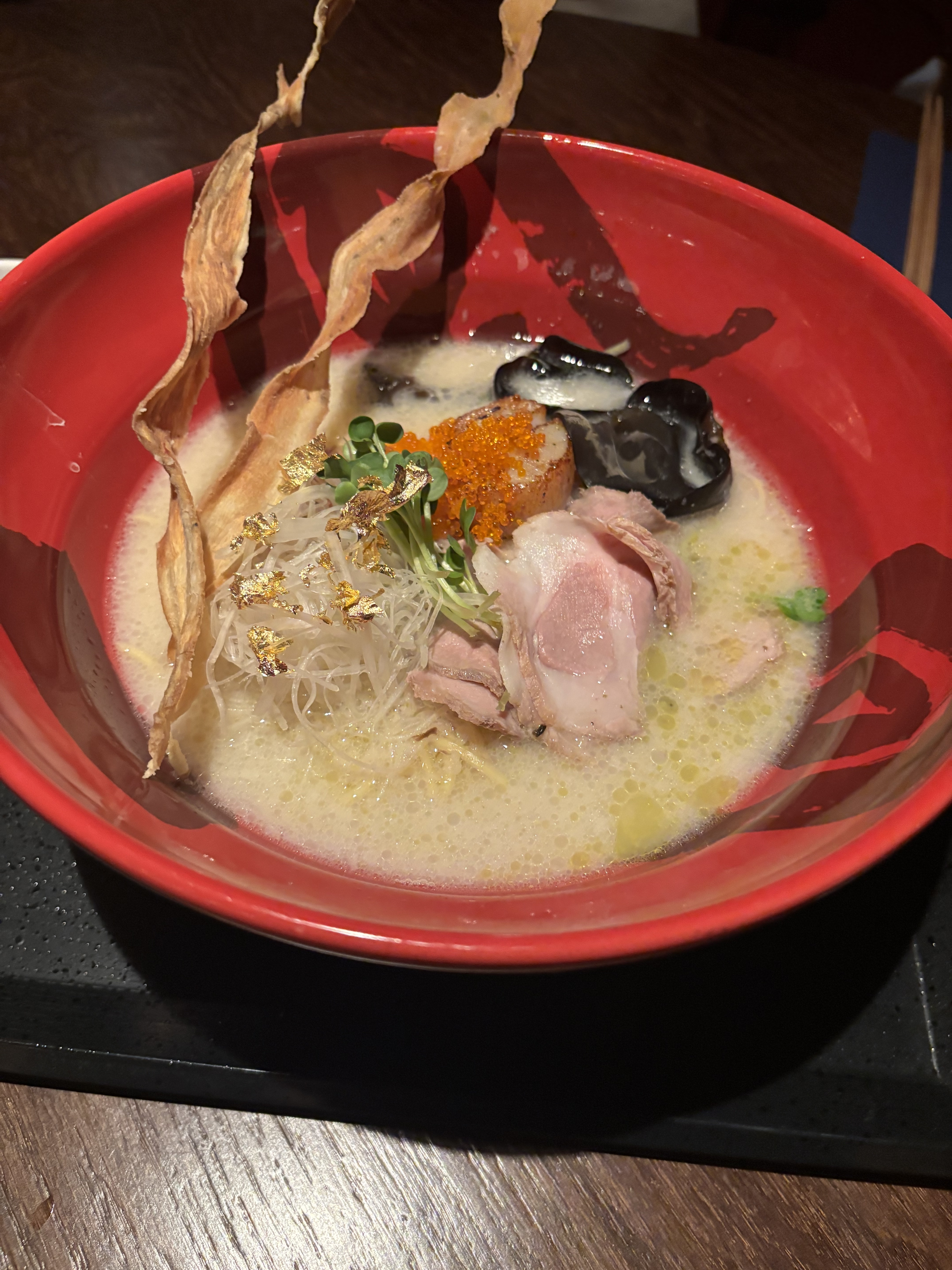 Kiwami Tonkotsu ramen with gold detail at Gogyo