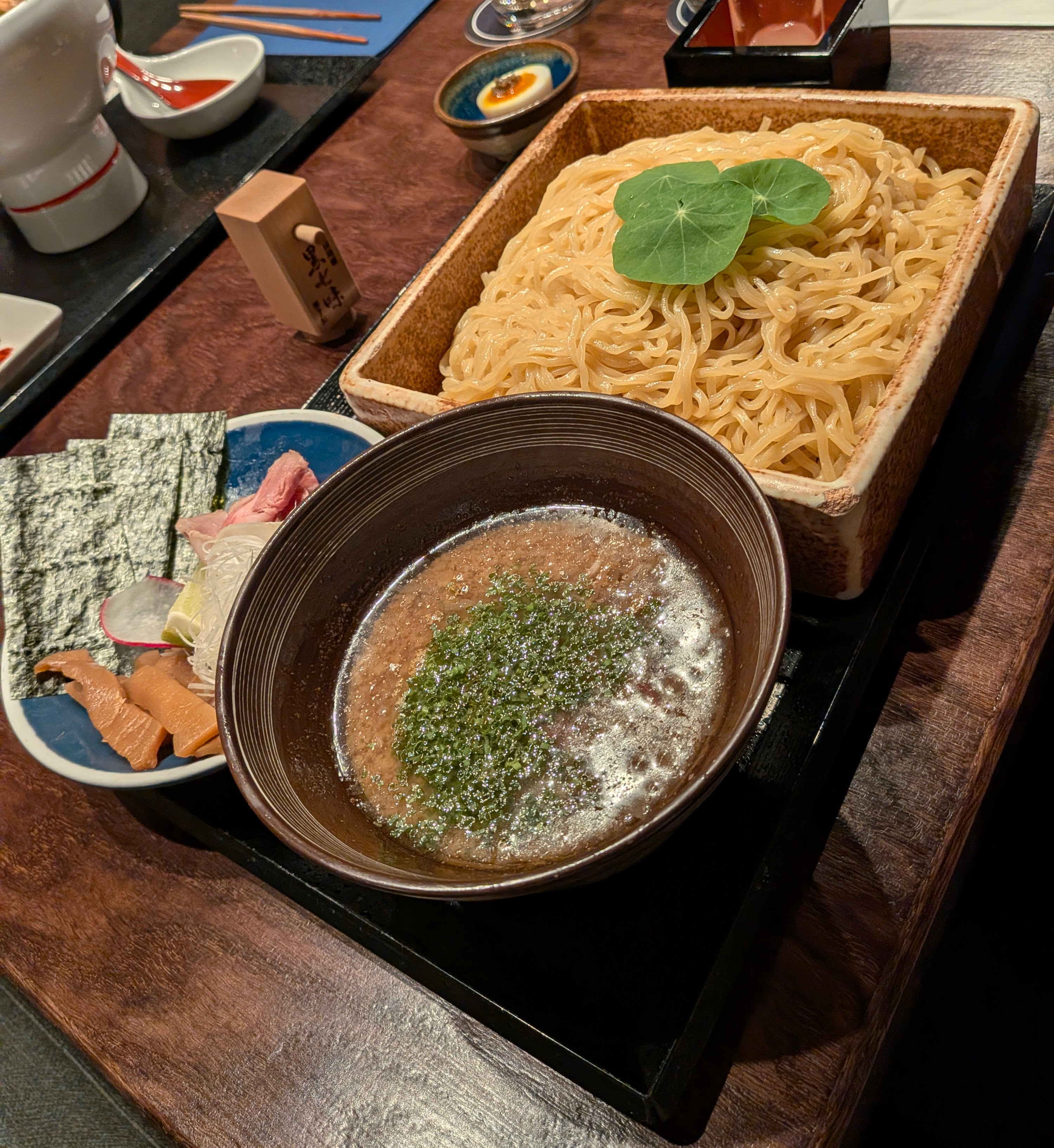 Shoyu Tsukemen at Gogyo Gramercy with chilled noodles and dipping broth
